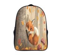Fox Mochilas Escolares Niña Niño Backpack Juveniles Adolescentes Autumn Leaves And Mushrooms Bolsas Multi-bolsillo 16 inch
