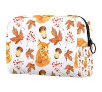 Fox Mom and Baby Fall Leave - Bolsa de cosméticos para mujer, neceser de viaje, bolsa organizadora de maquillaje grande con cremallera, multicolor, 18.5x7.5x13cm/7.3x3x5.1in, Neceser