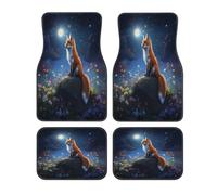 Fox Moon Flowers - Juego de 4 alfombrillas universales para automóvil, cobertura completa, antideslizantes, de poliéster impreso, protección interior delantera y trasera, para coches, camiones, SUV