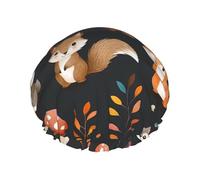 Fox Mushroom - Gorro de ducha impermeable de doble capa para mujeres y hombres, protección del cabello para baño, máscaras faciales, spa