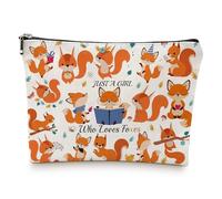 Fox Neceser de cosméticos para mujer, bolso de maquillaje de lino blanco con patrón de doble cara, bolso de aseo de zorro para mujer con cremallera, 26 x 22 cm, bolsa de cosméticos portátil, regalo de