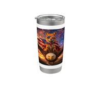 Fox on Bald Eagle - Gafas de bandera estadounidense con animales de vida silvestre de EE. UU Vaso térmico de acero inoxidable de doble pared