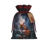 Fox On The Galaxy Bolsa de regalo impresa, perfecta bolsa de regalo de arpillera con bloqueo de color
