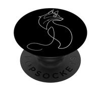 Fox One Line Art Drawing Dibujo PopSockets PopGrip Adhesivo