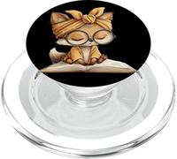 Fox Open Book Reading Animal Lover Gráfico Retrato Redondo PopSockets PopGrip para MagSafe
