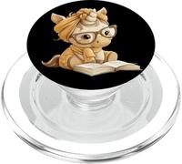 Fox Open Book Reading Animal Lover Gráfico Retrato Redondo PopSockets PopGrip para MagSafe