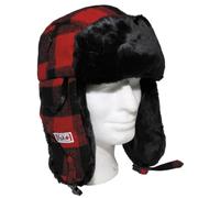 Sombrero de leñador con Piel, rojo/negro - negro rojo, L