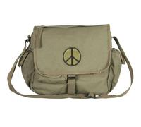 Fox Outdoor Products Retro Messenger Bag, Peace Emblem Olive Drab, 11 3/4" x 10" x 4"