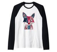 Fox Patchwork Winter Christmas Joy Camiseta Manga Raglan