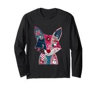Fox Patchwork Winter Christmas Joy Manga Larga