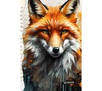 Fox | Quote on Back : "We grow when things are hard" | Ai Image and Digital Collage: Notebook for Girls, Teens, Boys | 6 x 9 inches | Pages 110