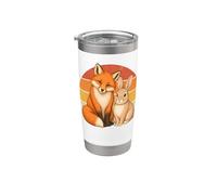 Fox Rabbit Best Friends Animal Friendship Vaso térmico de acero inoxidable de doble pared