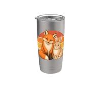 Fox Rabbit Best Friends Animal Friendship Vaso térmico de acero inoxidable de doble pared