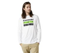 Fox Racing Camiseta Premium de Manga Larga Kawasaki Stripes, Blanco, L