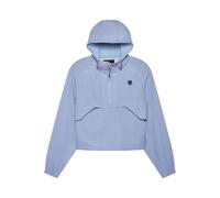 Fox Racing Chaqueta cortavientos de supervivencia para mujer | Chaqueta de montaña elástica en 4 direcciones con media cremallera y cordón shockcord - Azul cachemira, L