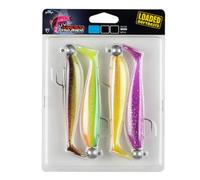Fox Rage Zander Pro Shad Mixed UV Colour Pack Loaded - 4 peces de goma, peso/longitud/tamaño del gancho: 10 g - 10 cm, talla 4/0