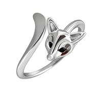 Fox Ring For Women - Open Adjustable Sterling Silver Tone Ring | Lindo Animal Fox Tail Wrap Band | Dainty Fashion Jewellery Gift For Her, Mum, Wife & Daughter, Se référer au descriptif, Hardware