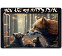 Fox - Rompecabezas de madera de 1000 piezas para adultos y familias - Fox Mom and Kid Outside The Window You are My Happy Place - Rompecabezas de madera para principiantes