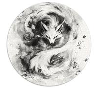 Fox Rompecabezas Redondo 1000p Adultos-Niños Pet Circular Puzzle Niños: Decoración Hogar Juegos EduGatoivos Tapete Portátil 1000pcs (67.5x67.5cm)