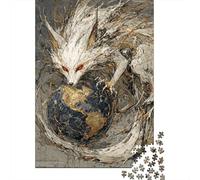 Fox Spirit Holding Earth Globe Puzzle Imposible,desafío for Adults Juego Educativo 1000 Piezas Obra De Arte De Juego De para Adultos Y Niños A Partir De 12 Años 52x38cm/1000pcs