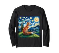 Fox Starry Night Van Gogh Soñador Animal Noche Cielo Manga Larga