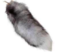Fox Tail 15.75 Pulgadas Cola de Animal Shaggy Piel Sintética Llavero de Realista Therian Decorativo para Bolso Mochila Cosplay Plata, Llavero, Piel Sintética, K
