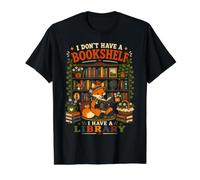 Fox Tengo una Biblioteca, Amante de los Libros, Lectura de Arte Divertida Camiseta gráfica económica, Hombre, Negro, M