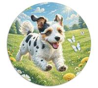 Fox Terrier de Alambre Puzzle Redondo para Niños Descompresión Y Regalo Perro Mascota Rompecabezas De 1000 Piezas Juegos Únicos De Desafío1000pcs (67.5x67.5cm)