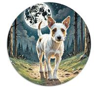 Fox Terrier de Alambre Puzzle Redondo Puzzle Adultos para Aliviar El Estrés Perro Mascota Rompecabezas De 1000 Piezas Juegos Únicos De Desafío1000pcs (67.5x67.5cm)