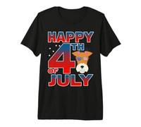 Fox Terrier Dog American Flag Glasses Happy 4th of July Camiseta Premium