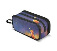 Fox under The Starry Night - Estuche para lápices de gran capacidad para niños y niñas, 3 compartimentos, organizador de papelería, estuche para escuela, oficina, trabajo, Fox Under the Starry Night,