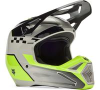 FOX V1 Collect Casco de motocross juvenil, negro/gris/amarillo, Talla Y/M (51/52)