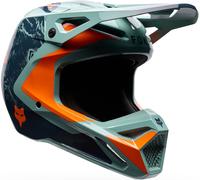 FOX V1 Image Print Casco de motocross, Azul/turquesa/naranja, Talla S