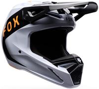 FOX V1 Noble Casco de motocross, Negro/Blanco/Naranja, Talla XL