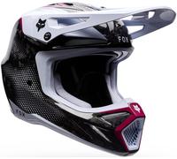 FOX V3 RS Tactile Carbon Casco de motocross, blanco/rosa/negro, Talla S
