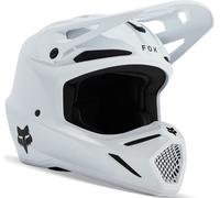 FOX V3 Solid Casco de motocross juvenil, Blanco mate, Talla Y/S (49/51)
