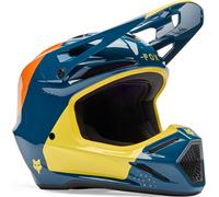 FOX V3 Tine Casco de motocross, azul-amarillo, tamaño M para Hombres