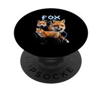 Fox Vintage 90s Heavy Metal Retro Zorro Amante Animal Fox PopSockets PopGrip Adhesivo