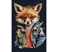 Fox Wearing a Jean Jacket Journal: 120 Lined, fox-themed pages, Notebook, Diary, Hardcover, for school, office supplies
