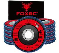 FOXBC Disco de solapa de 4-1/2 pulgadas, grano 60 para amoladora angular, tipo 29, molienda y pulido de circonio premium para metal, paquete de 10