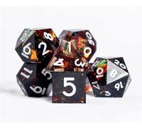 FOXBITE Sharpe Dice - Juego de 7 dados DND con lentejuelas en el interior con caja preciosa para mazmorras y dragones DND (verde azulado, negro con lentejuelas) (cambiante)