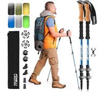 Foxelli Bastones de trekking - Bastones de senderismo ligeros y plegables de aluminio de grado aeronáutico con agarres de corcho, cierres rápidos y accesorios todo terreno, par de 2