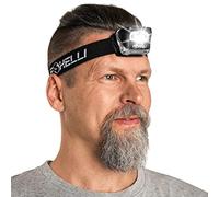 Foxelli Linterna frontal LED para adultos y niños, para correr, acampar, senderismo, funciona con pilas con luz blanca y roja, linterna frontal ligera e impermeable con cómoda diadema, pilas incluidas