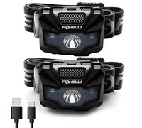 Foxelli Linterna frontal LED recargable USB-C, ultraligera de 2.4 onzas y 180 lúmenes brillantes, luz roja/blanca, 5 modos, impermeabilidad IPX5, tiempo de funcionamiento de 40 horas para correr