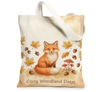 Foxes - Bolsa de lona con diseño de hojas de bellotas y bellotas, color naranja, 13 x 15 pulgadas, Naranja, 13x15 Inch