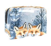 Foxes Hides on The Snow - Bolsa de cosméticos para mujer, bolsa de aseo de viaje, bolsa organizadora de maquillaje de PVC con cremallera, multicolor, 18.5x7.5x13cm/7.3x3x5.1in, Neceser