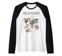 Foxes of The World Educational Chart Nature Species Wildlife Camiseta Manga Raglan