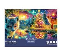 Foxes por Glowing River Under Moon Puzzle De 1000 Piezas Lobo Fresco Excelente Regalo para Niños Y Adultos 38x26cm/1000pcs