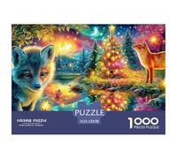 Foxes por Glowing River Under Moon Puzzle De 1000 Piezas Lobo Fresco Ideal para Hombres, Mujeres, Ancianos Y Mayores 52x38cm/1000pcs