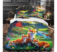 FoxFunda De Edredón Imprimida En 3D Conjunto De Ropa De Cama Microfibra Suave Animales lindosCierre Zipper Oculto Y Fundas De Almohada para Adolescentes Y NiñosSuper King(260x220cm)
